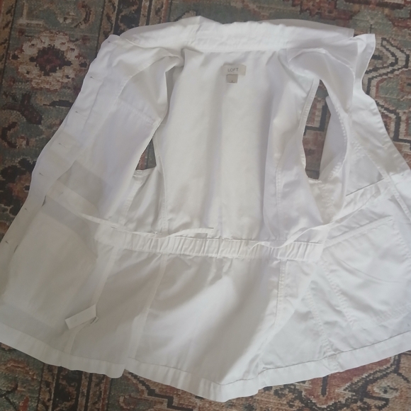 Ann Taylor LOFT Utility Vest White Pockets SZ S. - Picture 3 of 6